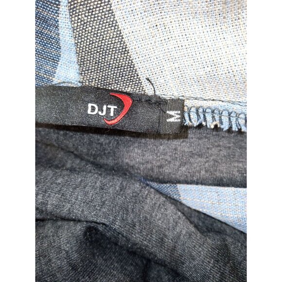 DJT Women's Long Sleeve Hooded Grey/Blue Plaid Lined Top Size Medium - Picture 5 of 6